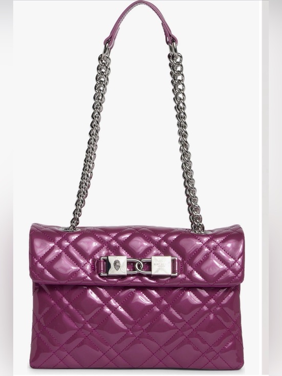Kurt Geiger Handbags - Kurt Geiger Quilted Patent Shoulder Bag in Medium Purple